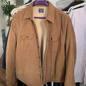 J Crew Sherpa Lined Shacket: Camel, size large